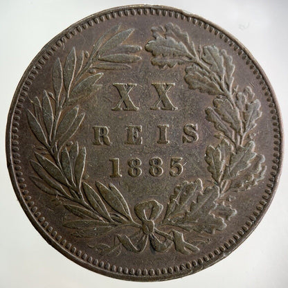 1885 Portugal XX 20 Reis Coin | Fine Collectable Grade
