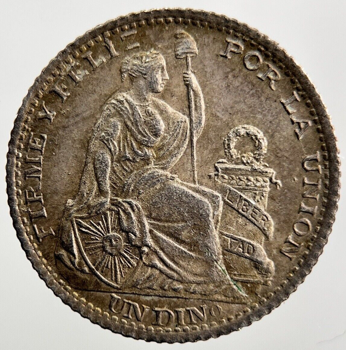 1903 Peru Un 1 Dino Silver Coin | Very High Grade