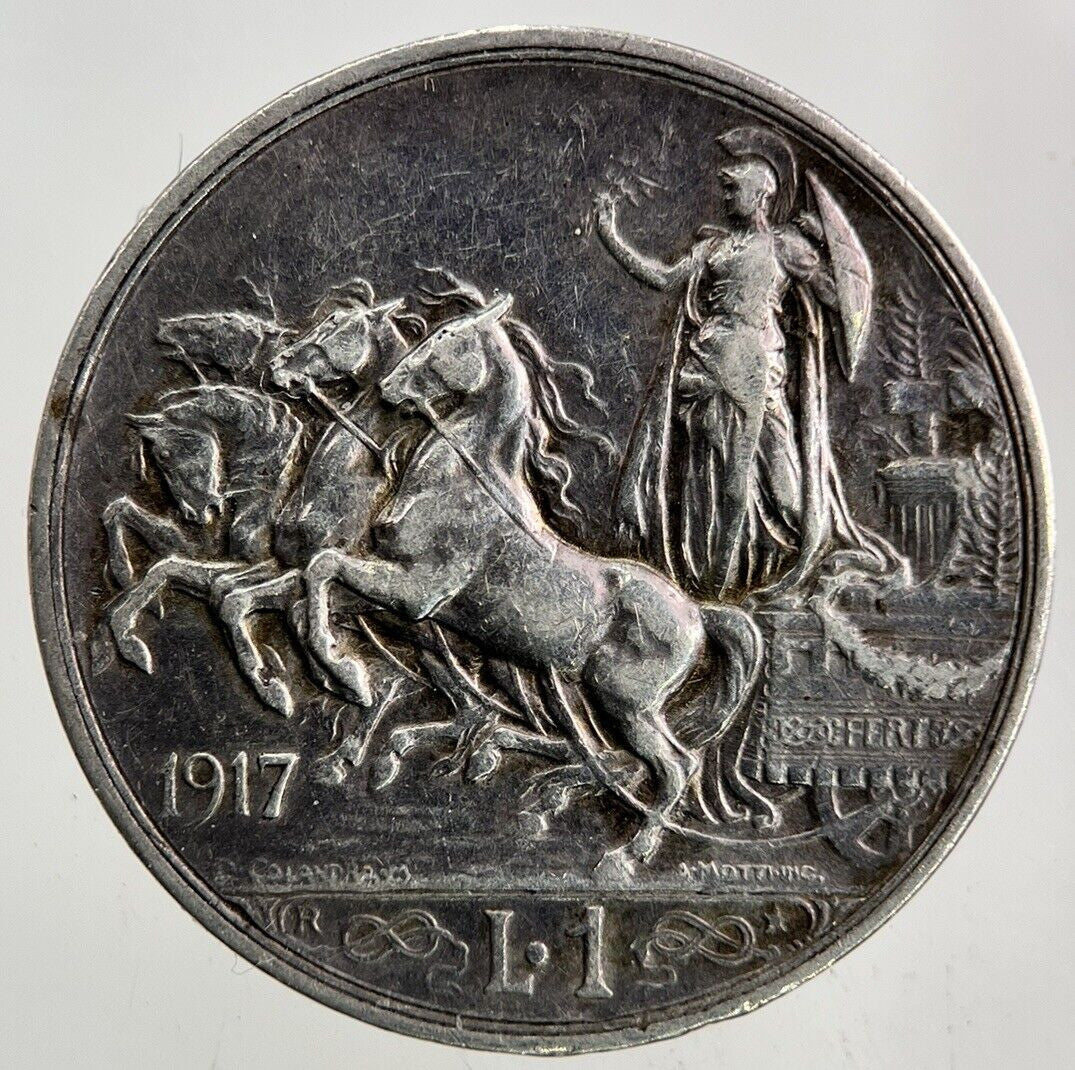 1917 Italy 1 Lira Silver Coin | Fine Collectable Grade