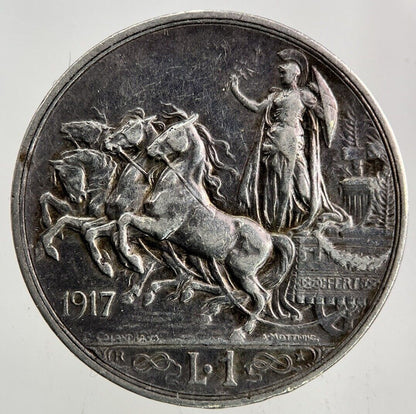 1917 Italy 1 Lira Silver Coin | Fine Collectable Grade