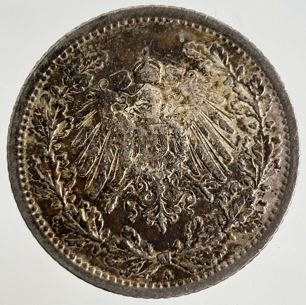 1914 Germany 1/2 Half Mark Silver Coin | Fine Collectable Grade | a8774