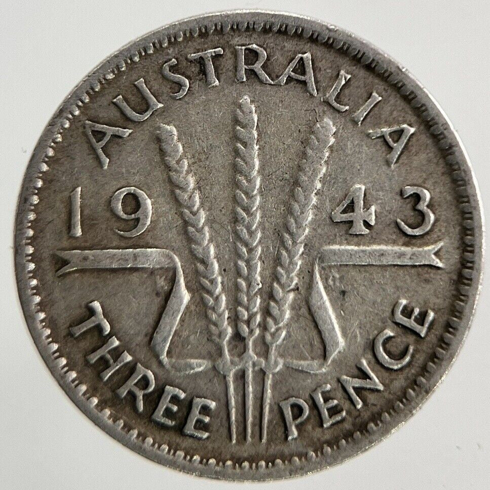 1943 Australia Threepence Silver Coin | Fine Collectable Grade