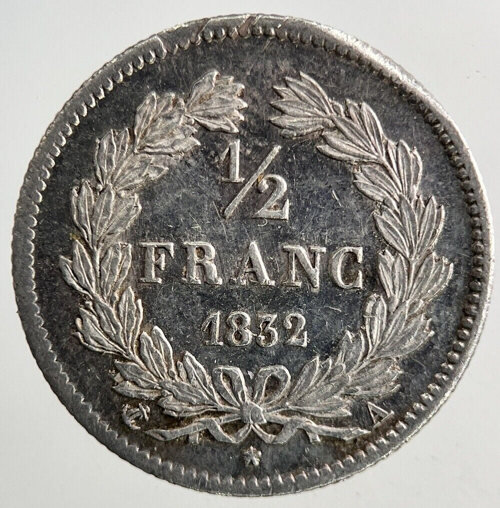 1832 France 1/2 Half Franc Silver Coin | Very High Grade
