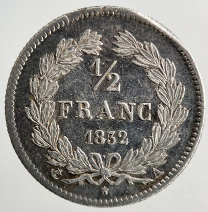 1832 France 1/2 Half Franc Silver Coin | Very High Grade