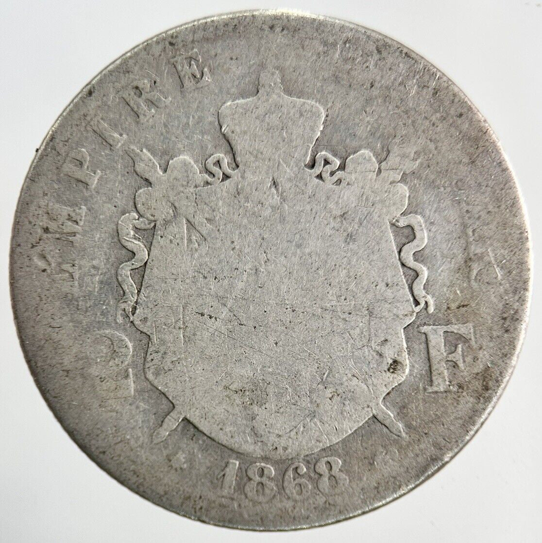 1868 France 2 Franc Silver Coin | Fair Grade