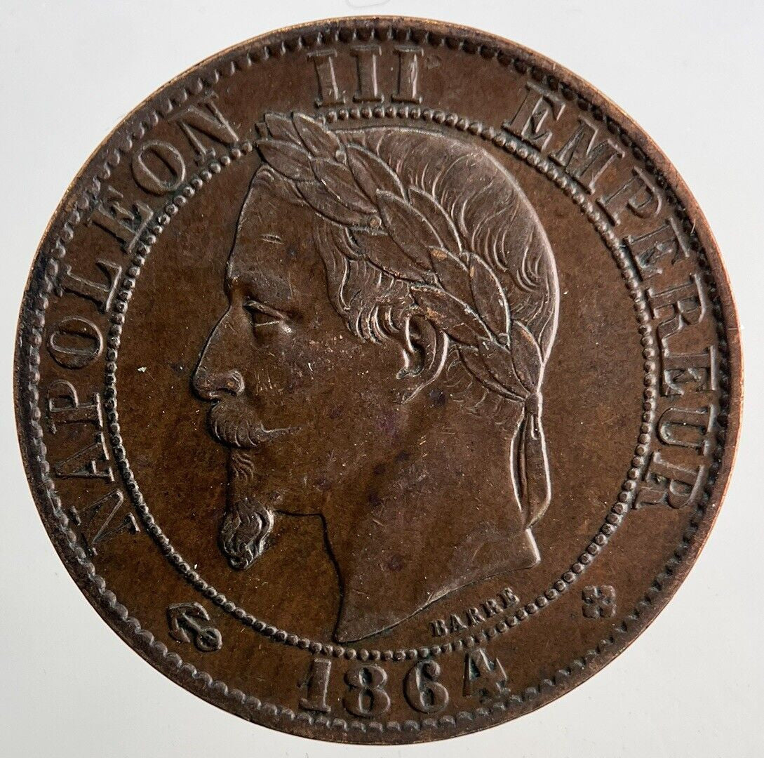 1864 France 5 Cinq Centimes Coin | Very Fine Grade