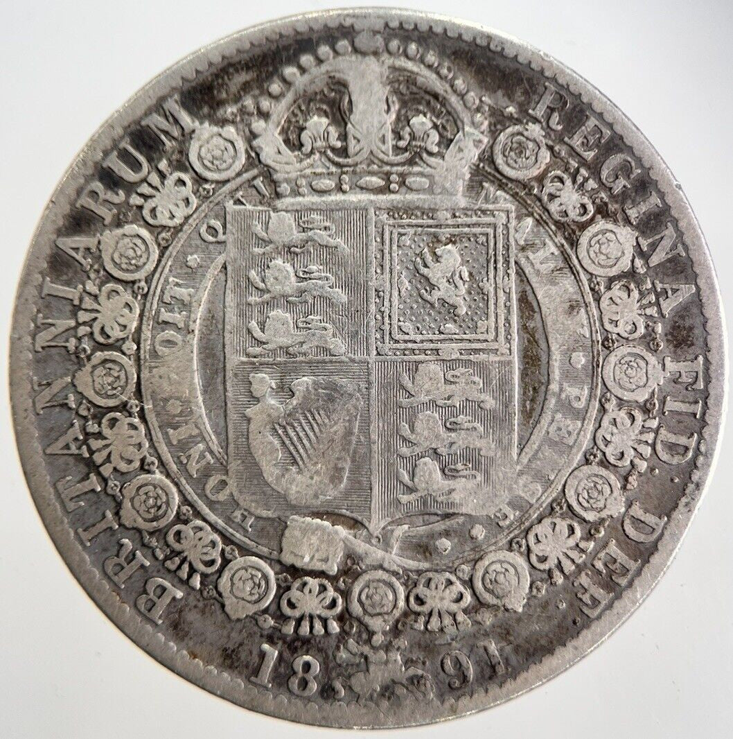 1891 Victoria Half - Crown Silver Coin | Collectable Grade | a7109