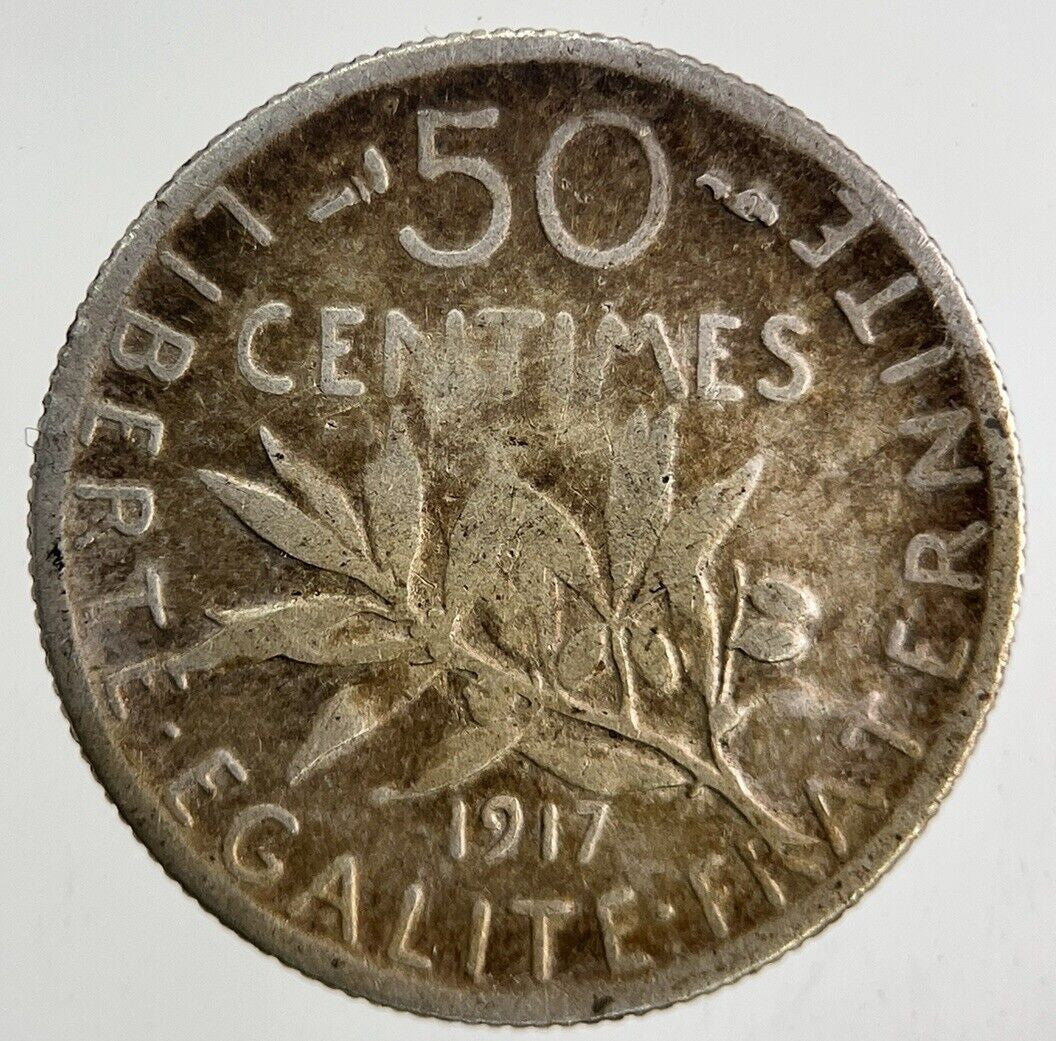 1917 France 50 Centimes Silver Coin | Collectable Grade