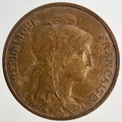 1908 France 5 Cinq Centimes Coin | Fine Collectable Grade