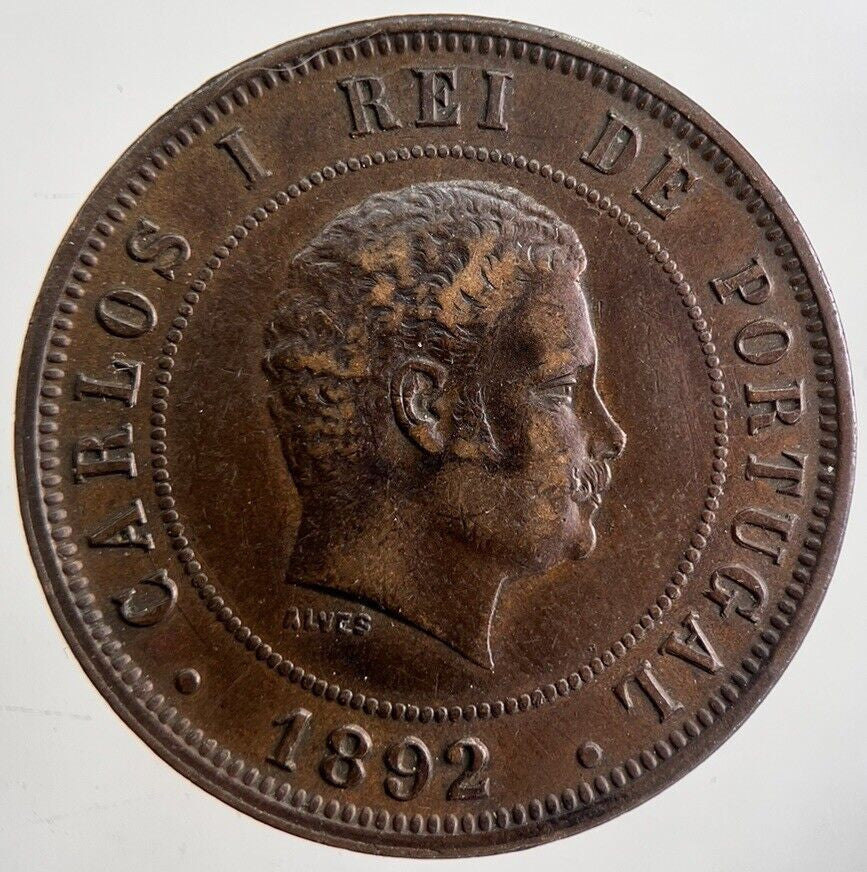 1892 Portugal 20 Reis Coin | Very High Grade | a4745
