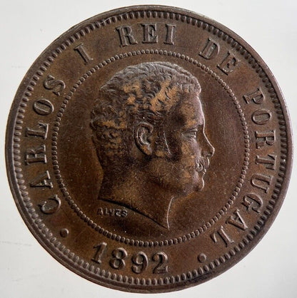 1892 Portugal 20 Reis Coin | Very High Grade | a4745