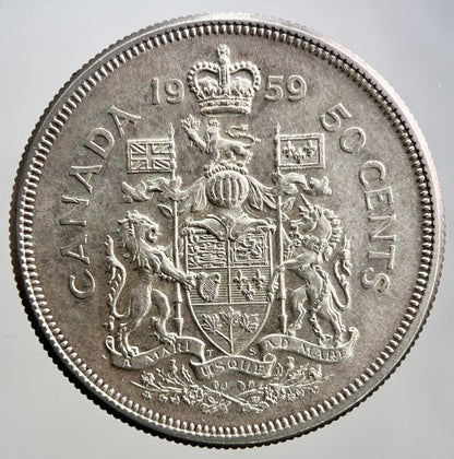 1959 Canadian 50 Cents Silver Coin | Very High Grade | a2946