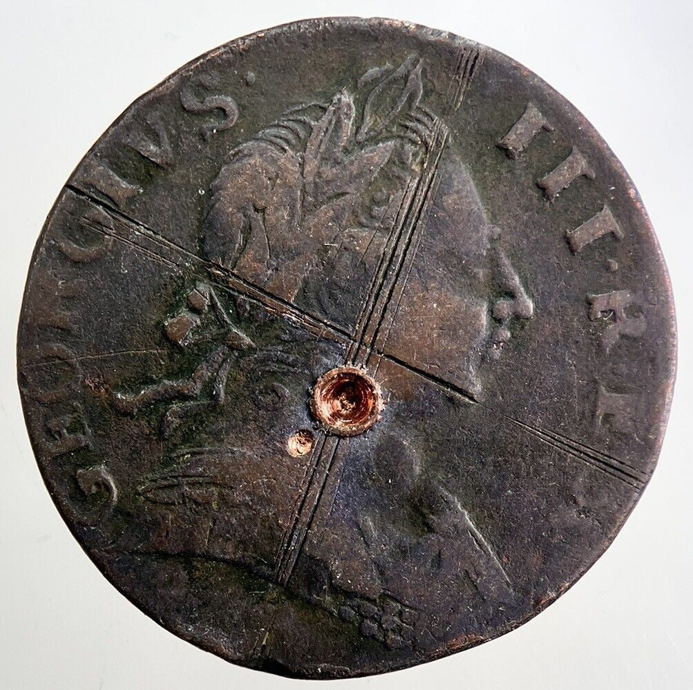 1774 George 3rd III Half - Penny British Coin | Fine Collectable Grade | a5040