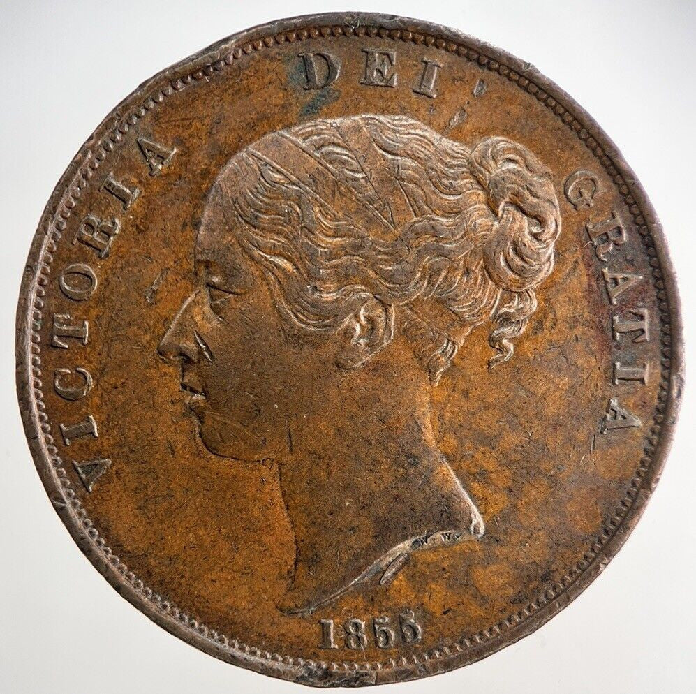 1855 Victoria One Penny Coin | Very High Grade | a6368