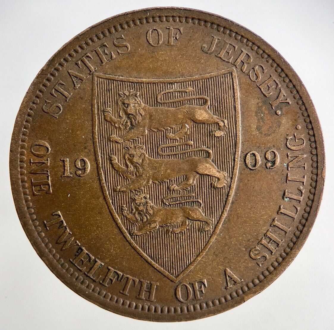 1909 Jersey One Twelfth Of A Shilling 1/12th Coin | Fine Collectable Grade