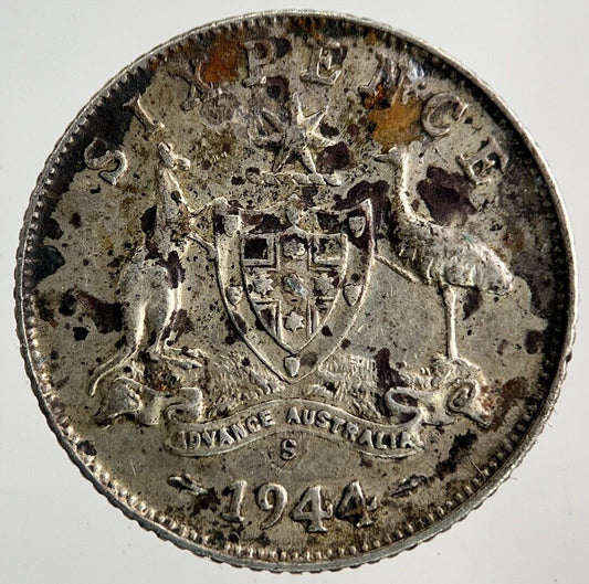 1944 - S Australia Sixpence Silver Coin | Fine Collectable Grade