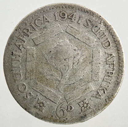 1941 South Africa Sixpence Silver Coin | Fair Grade