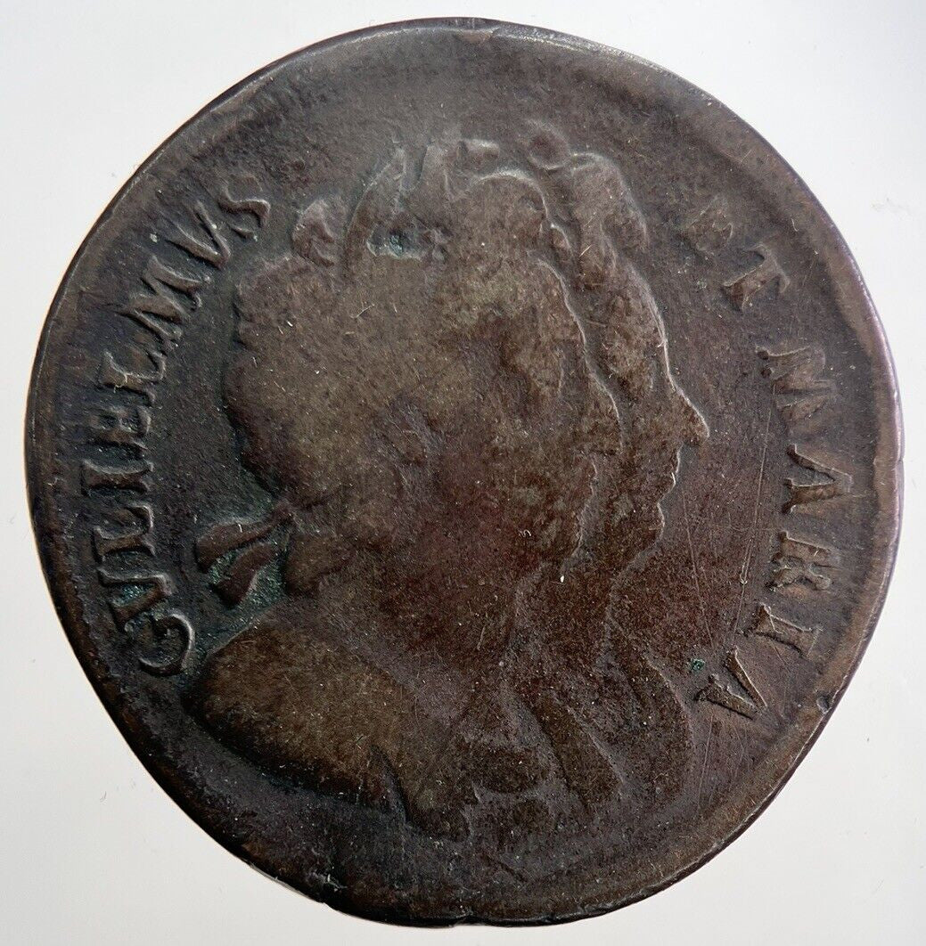 1694 William III 3rd & Mary Half - Penny Coin | Fine Collectable Grade | a6058