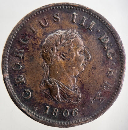 1806 George 3rd III Half - Penny Coin | Very High Grade | a9898