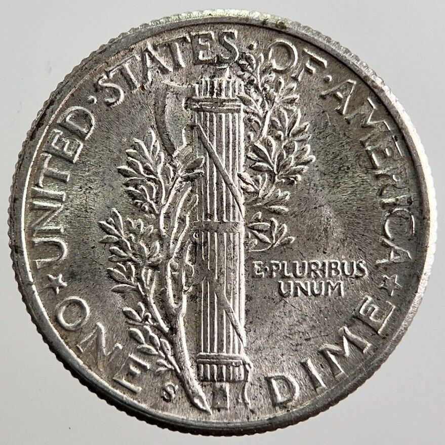 1944 - S US USA Mercury Dime Silver Coin | Very High Grade