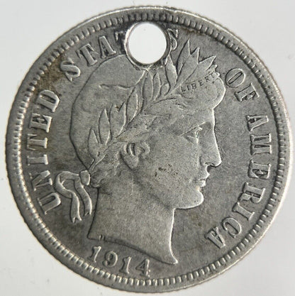 1914 US USA Barber Dime Silver Coin | Fine Collectable Grade