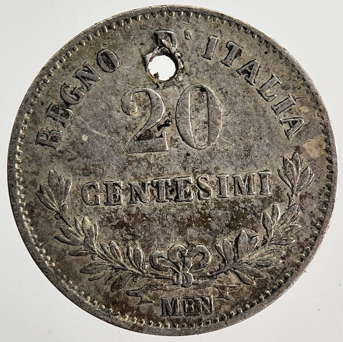 1863 Italy 20 Centesimi Silver Coin | Fine Collectable Grade | a6234
