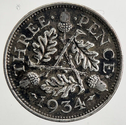 1934 George V Threepence Silver Coin | Very High Grade