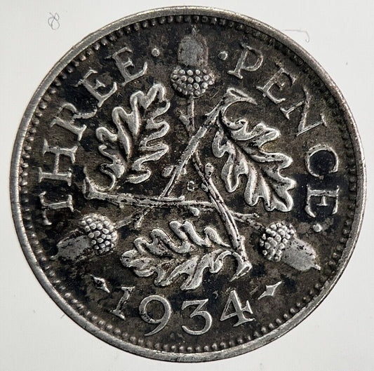 1934 George V Threepence Silver Coin | Very High Grade