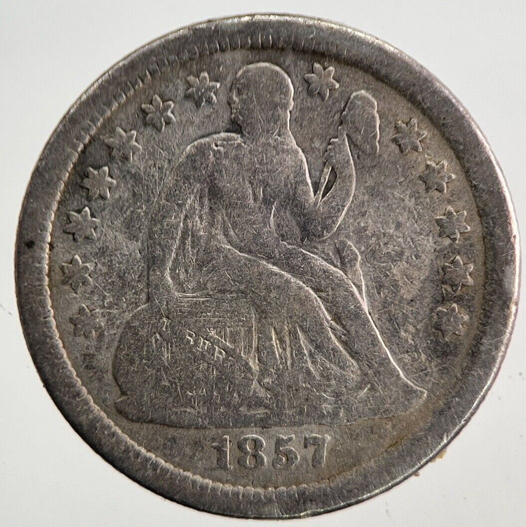 1857 - O US USA Seated Liberty Dime Silver Coin | Collectable Grade