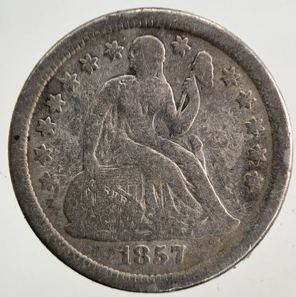 1857 - O US USA Seated Liberty Dime Silver Coin | Collectable Grade