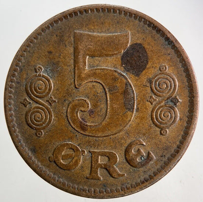 1921 Denmark 5 Ore Coin | Fine Collectable Grade