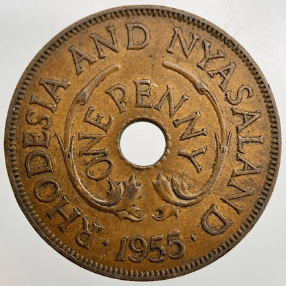 1955 Rhodesia Africa One Penny Coin | Fine Collectable Grade | a1642
