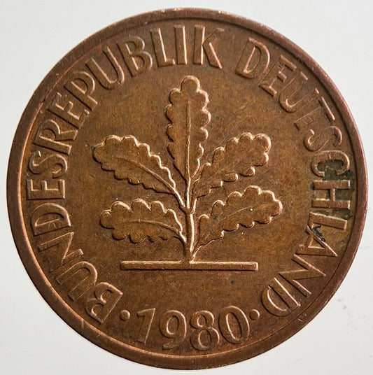1980 Germany 2 Pfennig Coin | Very High Grade | a4948