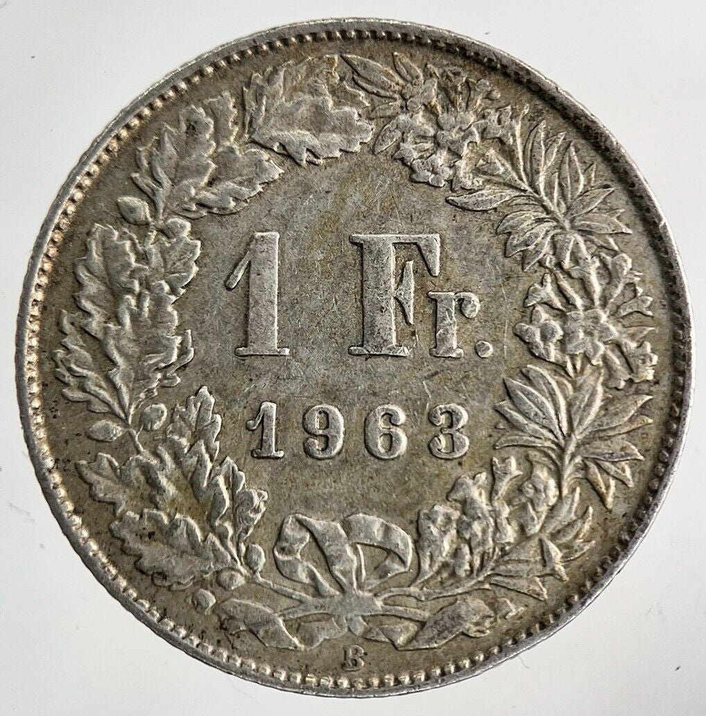 1963 Switzerland Swiss 1 Franc Silver Coin | Fine Collectable Grade