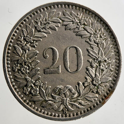 1944 Switzerland Swiss 20 Rappen Coin | Fine Collectable Grade