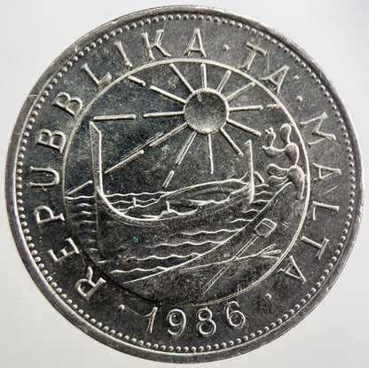 1986 Malta 1 Lira Coin | Fine Collectable Grade | a7765