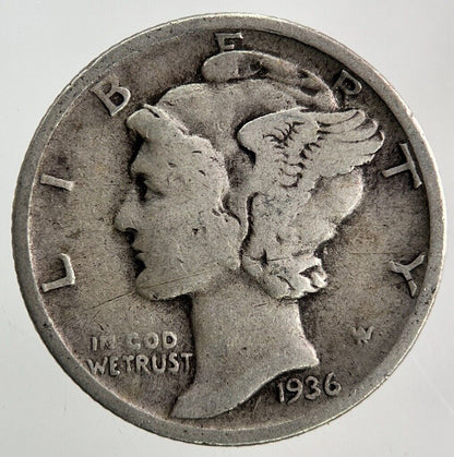 1936 US USA Mercury Dime Silver Coin | Fine Collectable Grade
