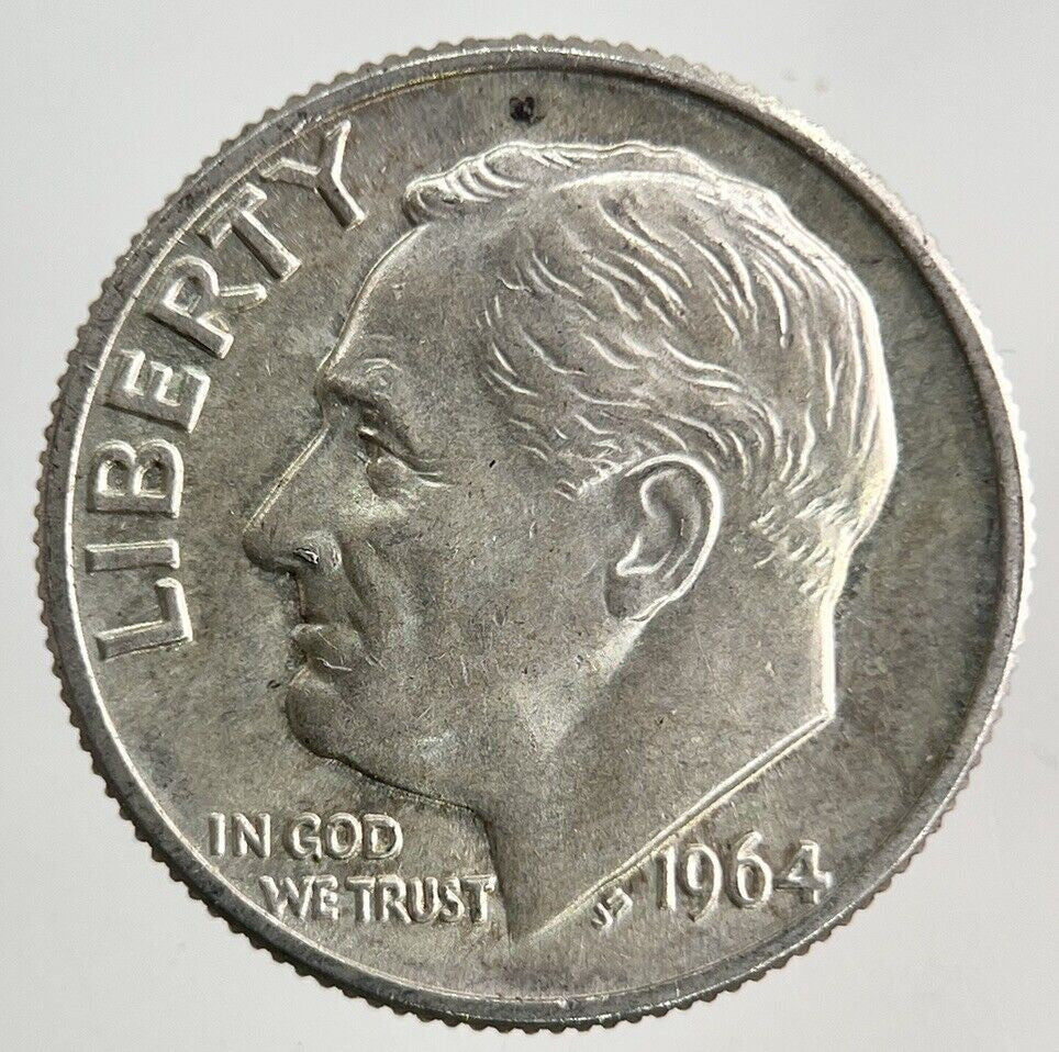 1964 - D US USA Roosevelt One Dime Silver Coin | Very High Grade