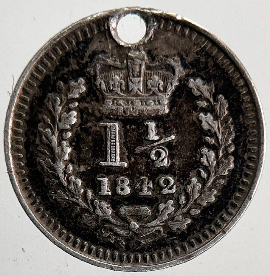 1842 Victoria 1 1/2 Three-Half-Pence Silver Coin | Very High Grade | a6894
