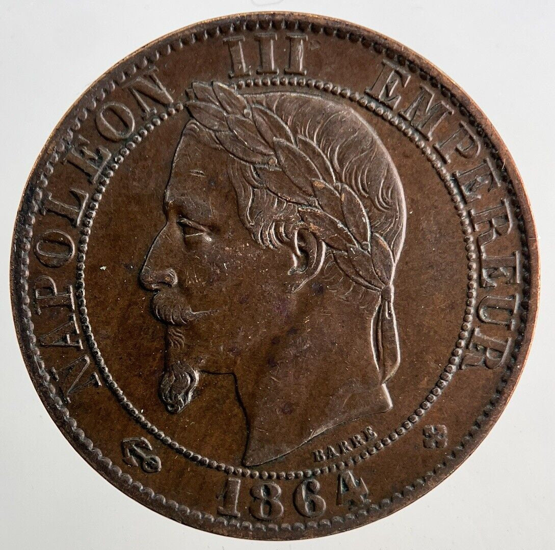 1864 France 5 Cinq Centimes Coin | Very Fine Grade