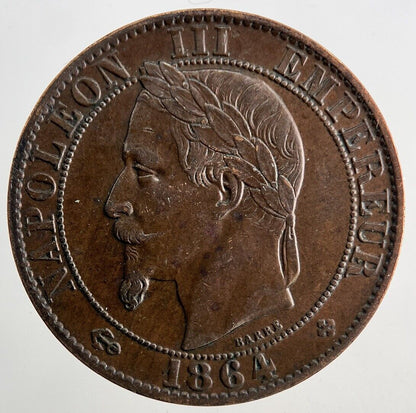 1864 France 5 Cinq Centimes Coin | Very Fine Grade