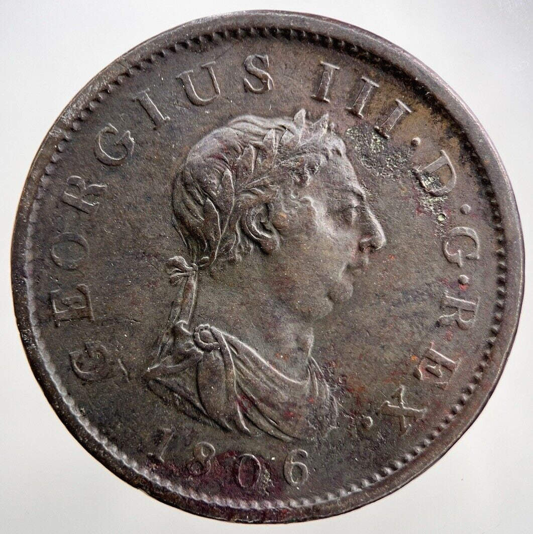 1806 George III 3rd Penny | British Copper Coin | Very High Grade | a333