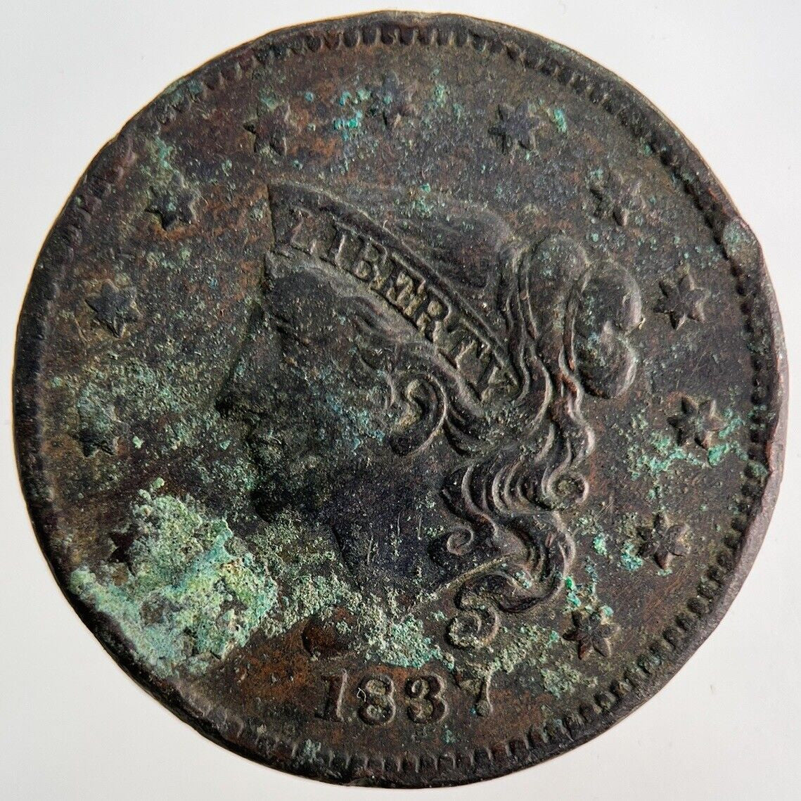 1837 US USA Large 1 One Cent Coin | Fine Collectable Grade