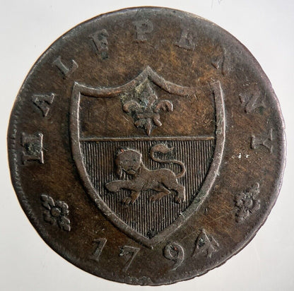 1794 Duke Of Lancaster Half - Penny Token Coin | Fine Collectable Grade