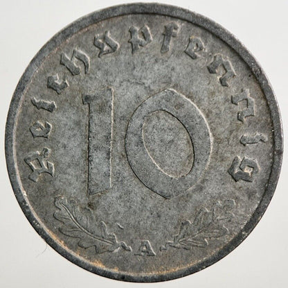 1941-A Germany Nazi 10 Pfennig Coin | Fine Collectable Grade | a2500