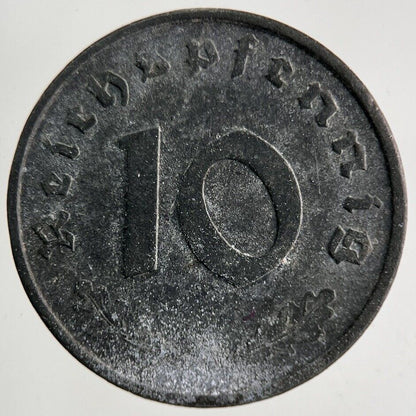 1944 Germany Nazi 10 Pfennig Coin | Fine Collectable Grade