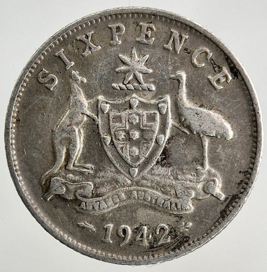 1942 Australia Sixpence Silver Coin | Fine Collectable Grade