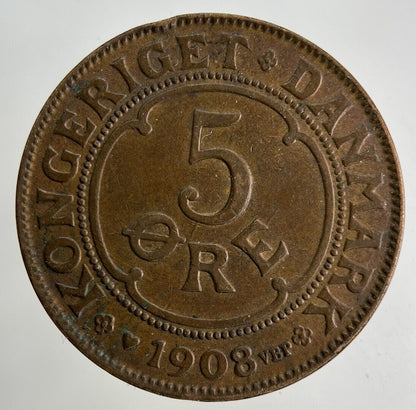1908 Denmark 5 Ore Coin | Fine Collectable Grade