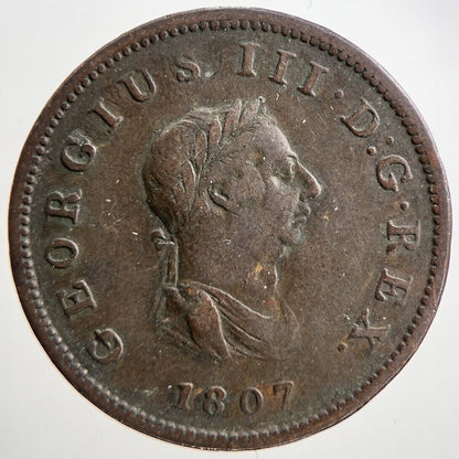 1807 George 3rd III Half-Penny Coin | Fine Collectable Grade | a2156