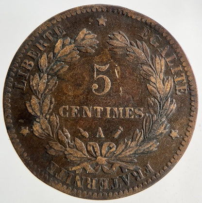 1889 France 5 Centimes Coin | Fine Collectable Grade
